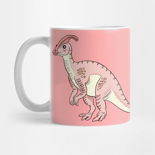 Pink parasaurolophus by doodletokki